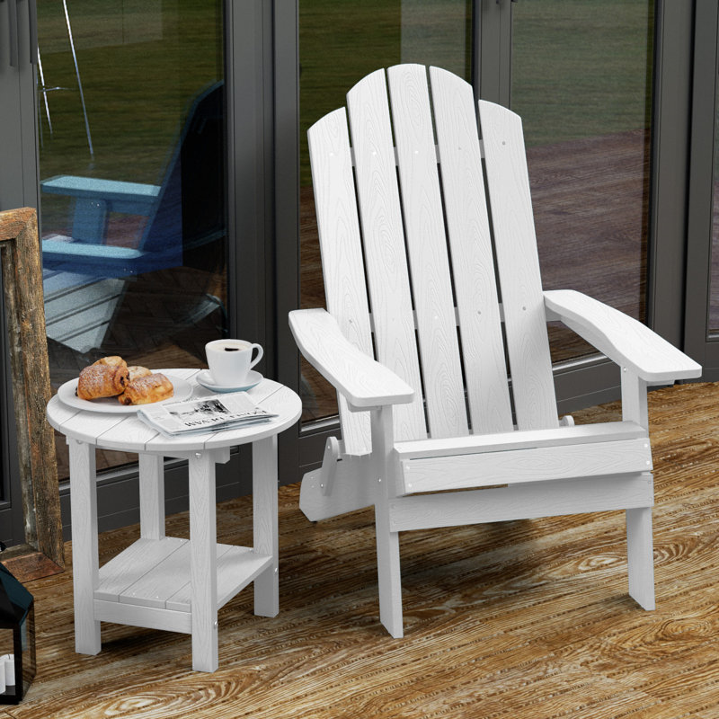 HERACLES Patio Outdoor Round Adirondack Plastic/Resin Side Table